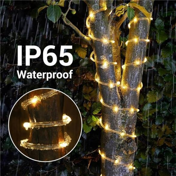 Solar rope lights 66ft 200 led waterproof outdoor string lights patio garden dec - Picture 6 of 7